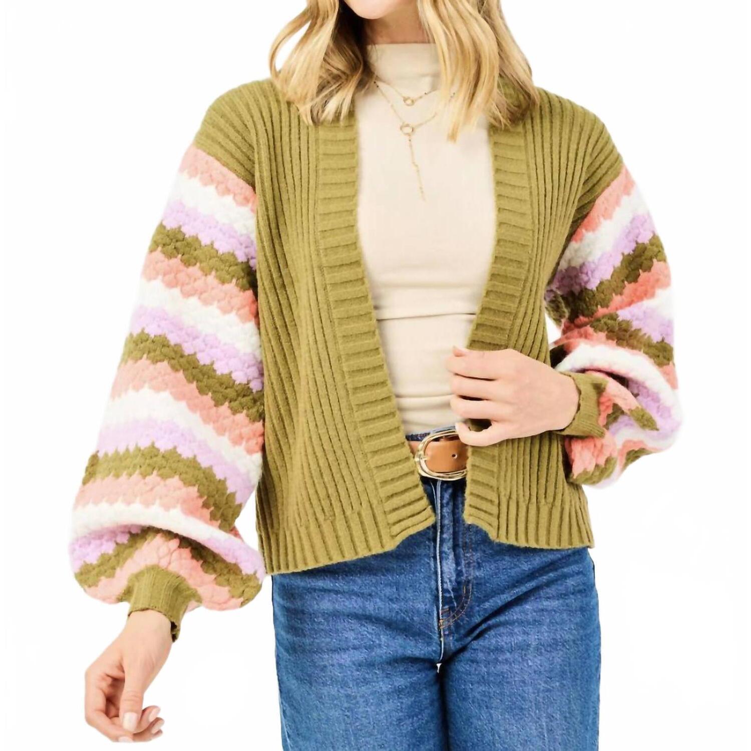 New Mary Square Pippa Cardigan Green Sweater In Green